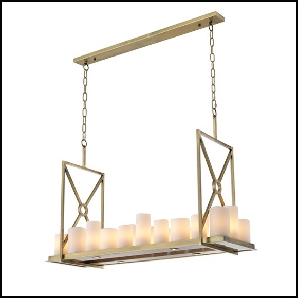 Chandelier brushed brass and faux candle shades 24-Commodore