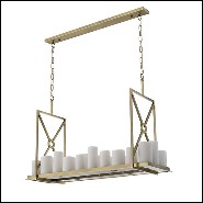 Chandelier brushed brass and faux candle shades 24-Commodore