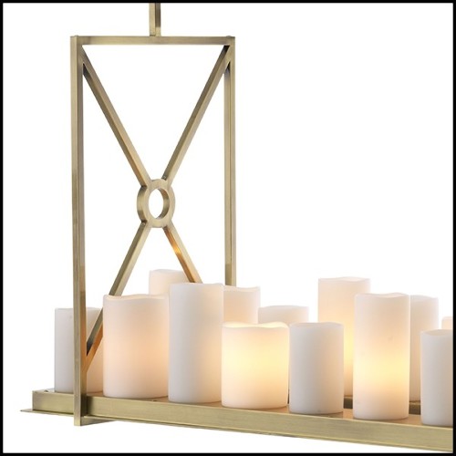 Chandelier brushed brass and faux candle shades 24-Commodore