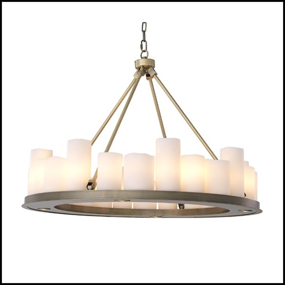 Lustre laiton brossé avec abats-jours bougie 24-Commodore Round
