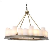 Lustre laiton brossé avec abats-jours bougie 24-Commodore Round