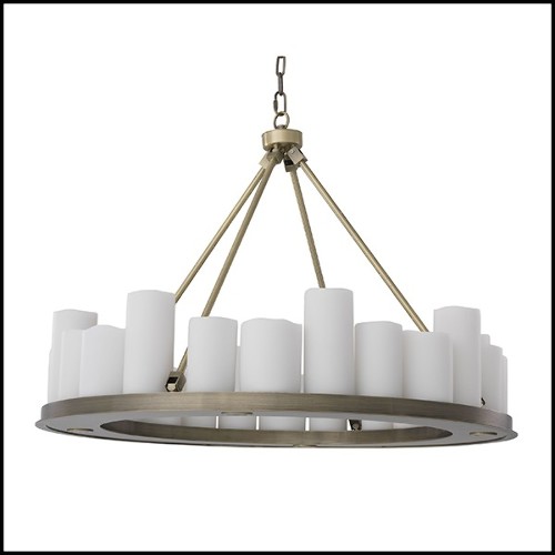 Lustre laiton brossé avec abats-jours bougie 24-Commodore Round