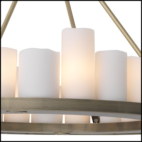 Lustre laiton brossé avec abats-jours bougie 24-Commodore Round