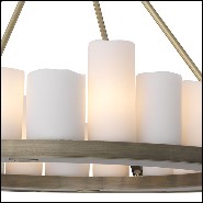 Chandelier brushed brass with faux candle shades 24-Round Commodore