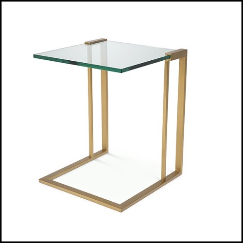 Side Table in brushed brass and clear glass 24-Perry