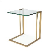 Side Table in brushed brass and clear glass 24-Perry