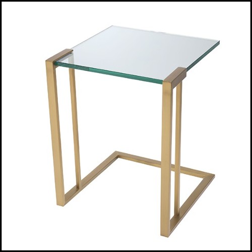Side Table in brushed brass and clear glass 24-Perry