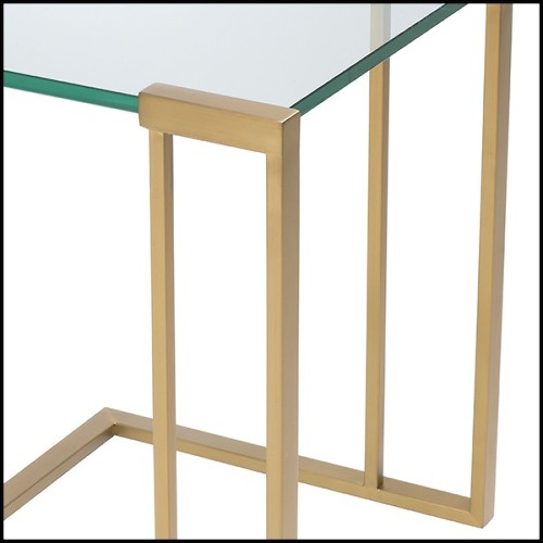 Side Table in brushed brass and clear glass 24-Perry