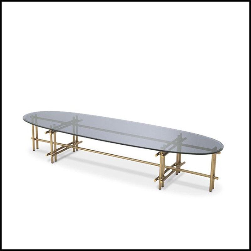 Coffee Table brushed brass and smoked glass 24-Proximity