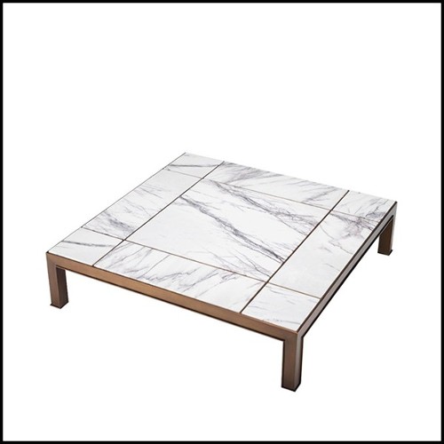 Coffee Table antique brass and marble 24-Tardieu