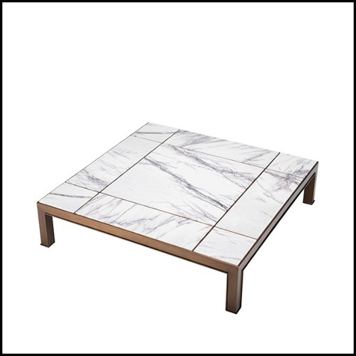 Table basse laiton antique et marbre italien 24-Tardieu