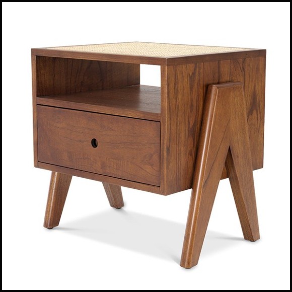 Bedside Table rattan cane 24-Latour Brown