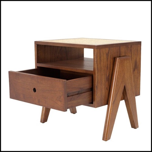 Bedside Table rattan cane 24-Latour Brown