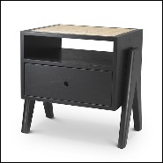 Bedside Table in rattan cane 24-Latour Black