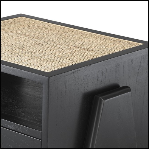 Bedside Table in rattan cane 24-Latour Black