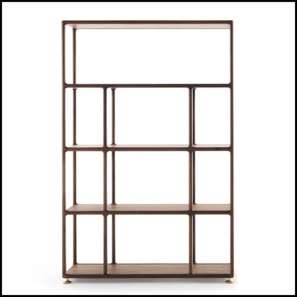 Bibliothèque noyer naturel et laiton massif 163-Wilson