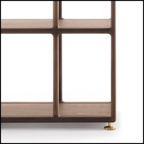 Bookcase in solid walnut and brass feet 163-Wilson