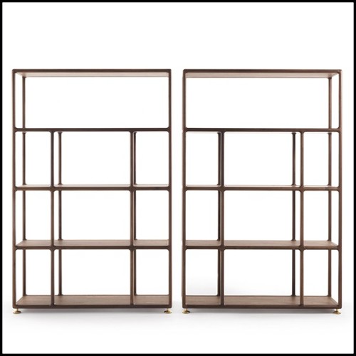 Bookcase in solid walnut and brass feet 163-Wilson