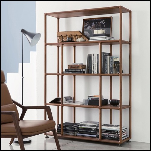 Bookcase in solid walnut and brass feet 163-Wilson