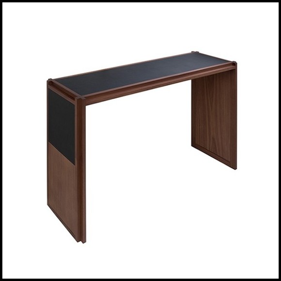Console noyer naturel et cuir noir 189-Straps Walnut