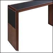 Console natural walnut and black leather 189-Straps Walnut