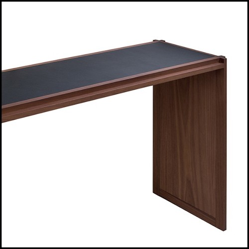 Console noyer naturel et cuir noir 189-Straps Walnut