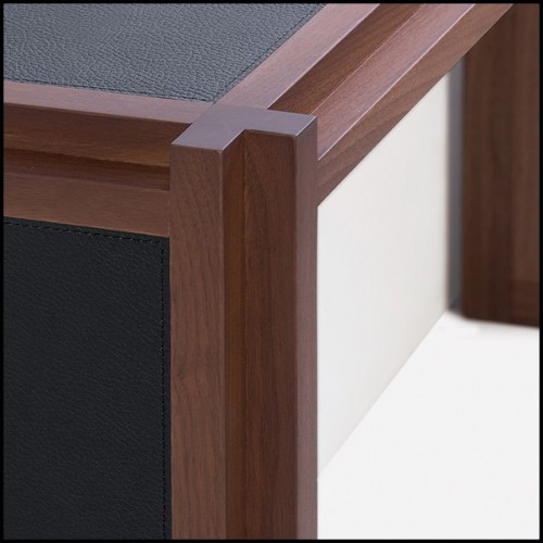 Console noyer naturel et cuir noir 189-Straps Walnut