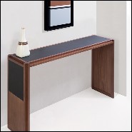 Console noyer naturel et cuir noir 189-Straps Walnut