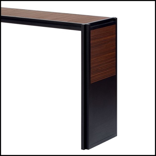 Console noyer massif et lanière de cuir 189-Straps Retro Walnut