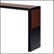 Console noyer massif et lanière de cuir 189-Straps Retro Walnut