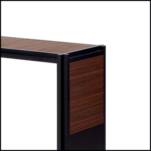 Console noyer massif et lanière de cuir 189-Straps Retro Walnut