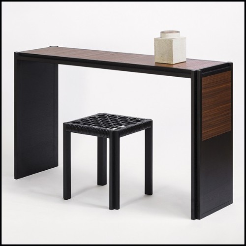 Console noyer massif et lanière de cuir 189-Straps Retro Walnut