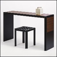 Console noyer massif et lanière de cuir 189-Straps Retro Walnut