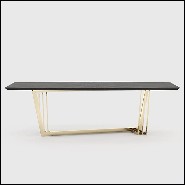 Table à manger frêne massif et finition gold 174-Kardina