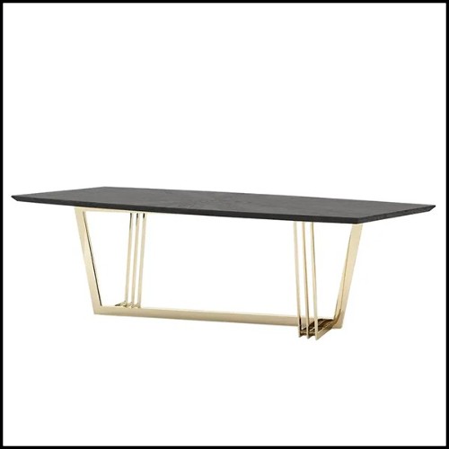 Table à manger frêne massif et finition gold 174-Kardina