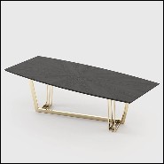 Table à manger frêne massif et finition gold 174-Kardina