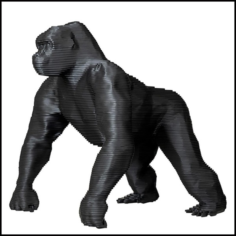 Sculpture in blackened aluminium plates 119-Goril Black