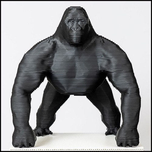 Sculpture in blackened aluminium plates 119-Goril Black