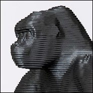 Sculpture in blackened aluminium plates 119-Goril Black