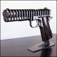 Sculpture in steel and wooden cross PC-Colt 45 Stainless