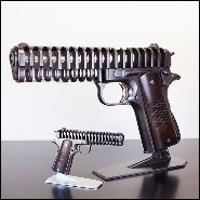 Sculpture acier et et cross en bois PC-Colt 45 Inox