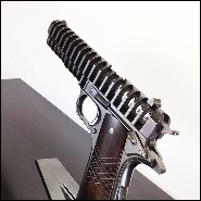 Sculpture in steel and wooden cross PC-Colt 45 Stainless