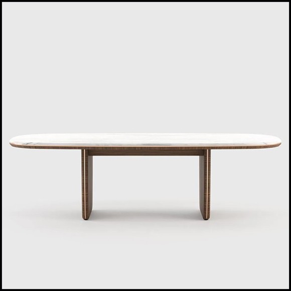 Dining Table in walnut wood and marble 174-Carara
