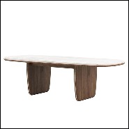 Dining Table in walnut wood and marble 174-Carara