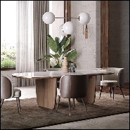Dining Table in walnut wood and marble 174-Carara