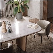 Dining Table in walnut wood and marble 174-Carara