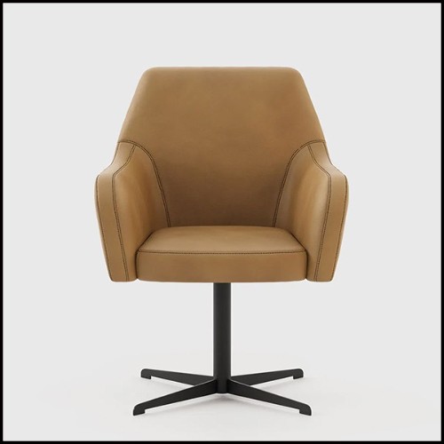 Office Chair camel leather and swivel iron base 174-Bount