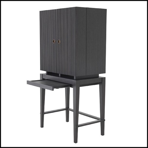 Wine Cabinet in oak veneer and bronze finish 24-Dimitrios