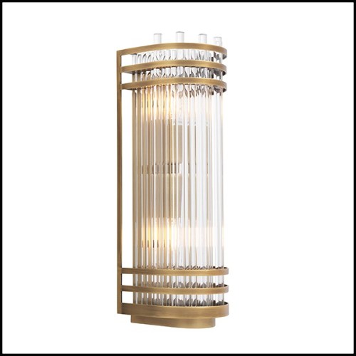 Wall Lamp antique brass and clear glass 24-Gulf S Brass