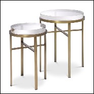 Side Table Set of 2 brass and and ultra-thick glass 24-Hoxton Brass